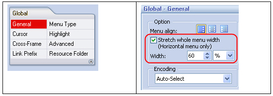 Set global settings - DHTML Menu Builder