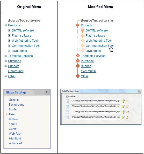 Tree Menu - Image Settings