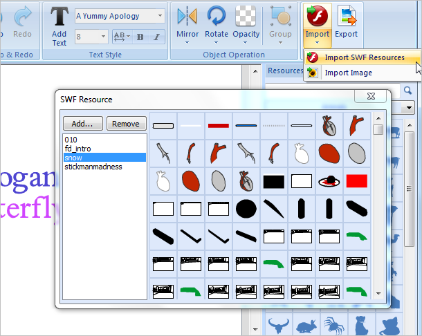 replace graphic-extract swf elements